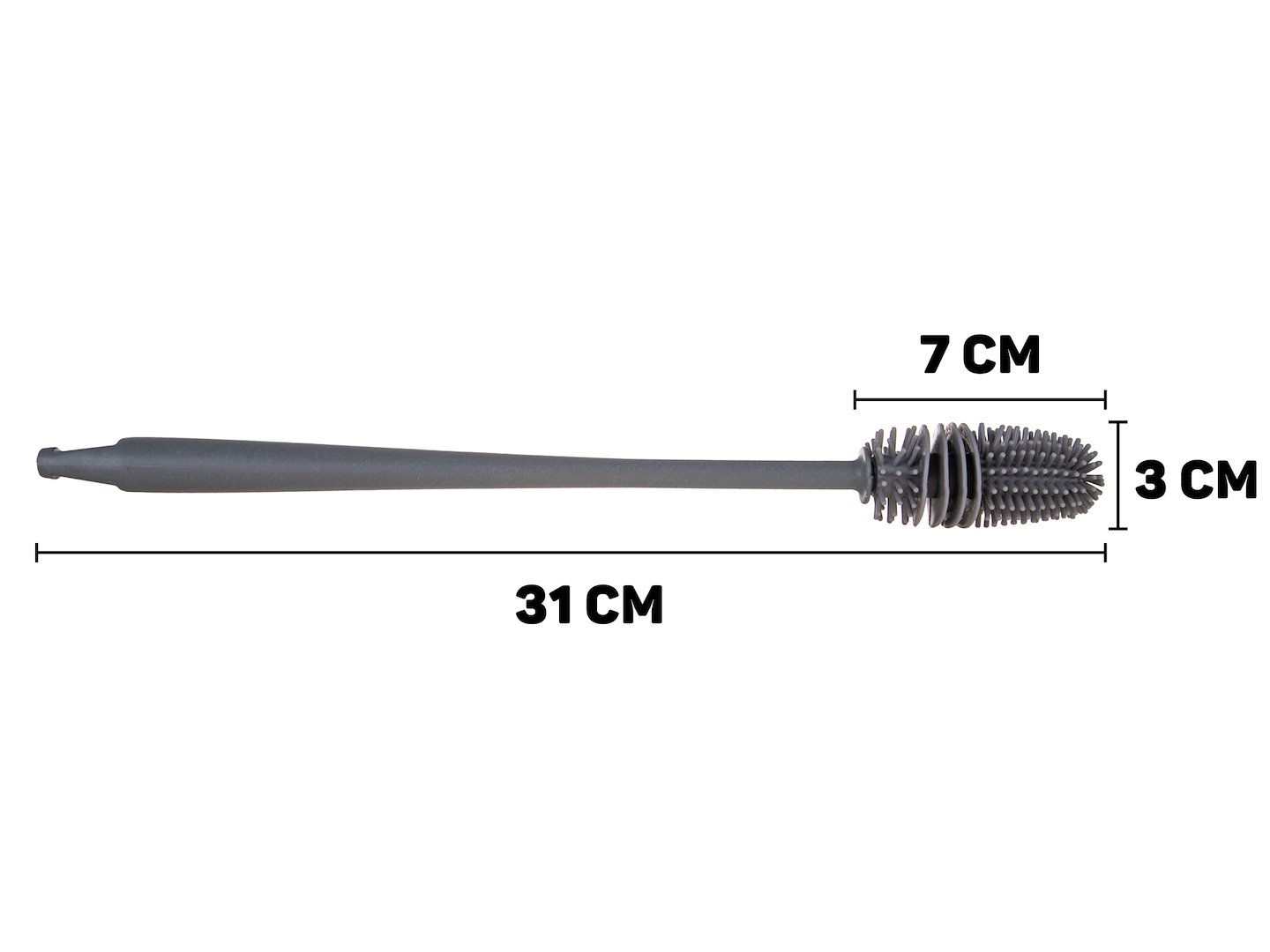 Silikonowa szczotka do mycia szklanek i butelek 31 cm z elastycznym włosiem i antypoślizgową rączką