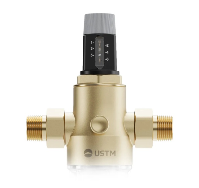 Samopłuczący filtr do wody Mini Aqwell FK USTM z reduktorem ciśnienia i pokrętłem regulacji