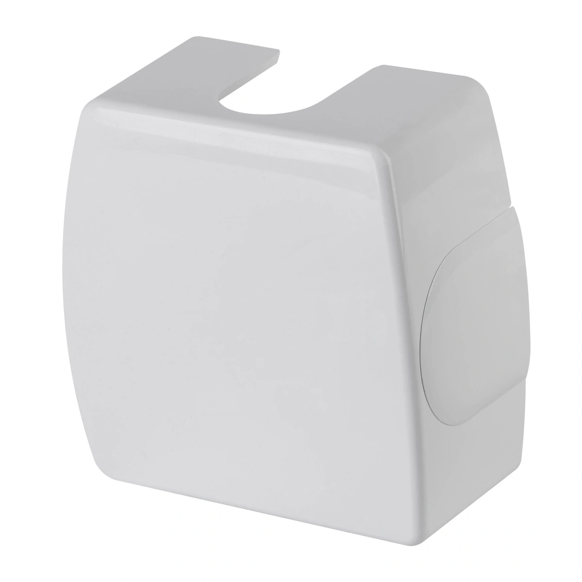 Biała osłona De Luxe do zaworów czterodrogowych VUA-50 o prostokątnym kształcie z wycięciem na górze