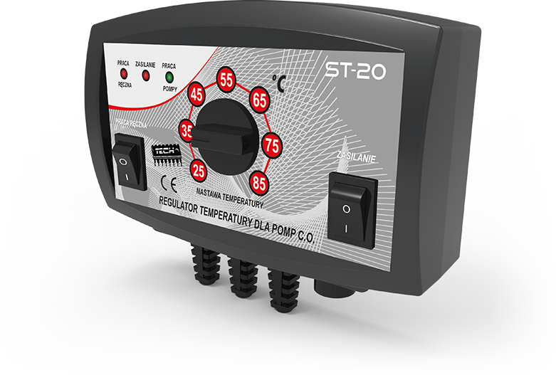 Sterownik do pomp CO ST-20 z pokrętłem do ustawiania temperatury i wskaźnikami LED