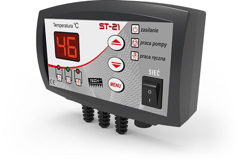 Sterownik ST-21 do pomp CO z wyświetlaczem LED i przyciskami do regulacji temperatury