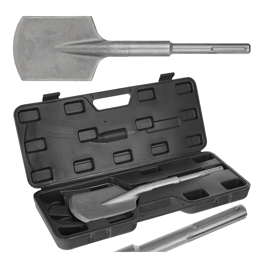 Dłuto przecinak łopatka SDS Max 110 mm x 410 mm ze stali stopowej 40CR w czarnym etui