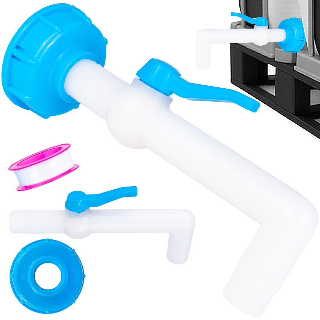 Zawór kulowy kran 25 mm 90° z nakrętką S60x6 i taśmą teflonową do mauzera