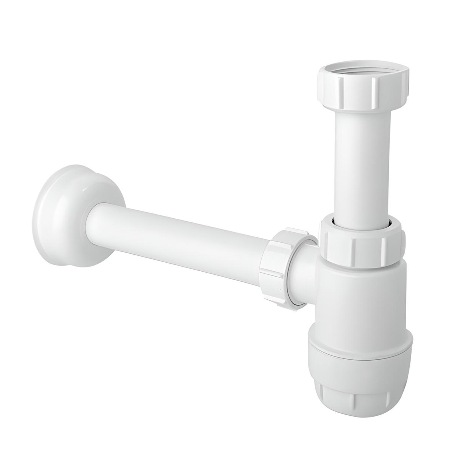 Biały syfon umywalkowy butelkowy niski 1.1/4" x 32 mm z polipropylenu McAlpine