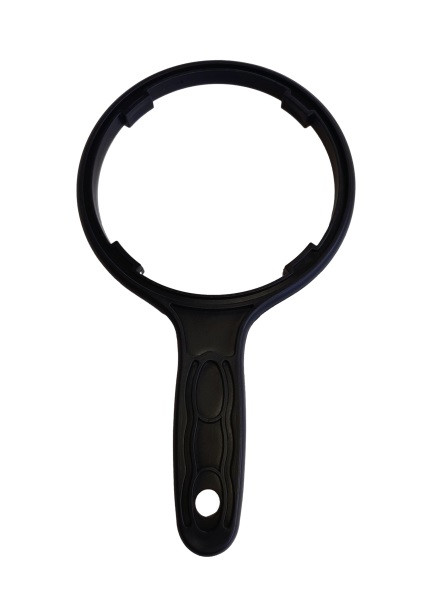 Czarny plastikowy klucz do korpusów Big Blue z czterema zaczepami i uchwytem