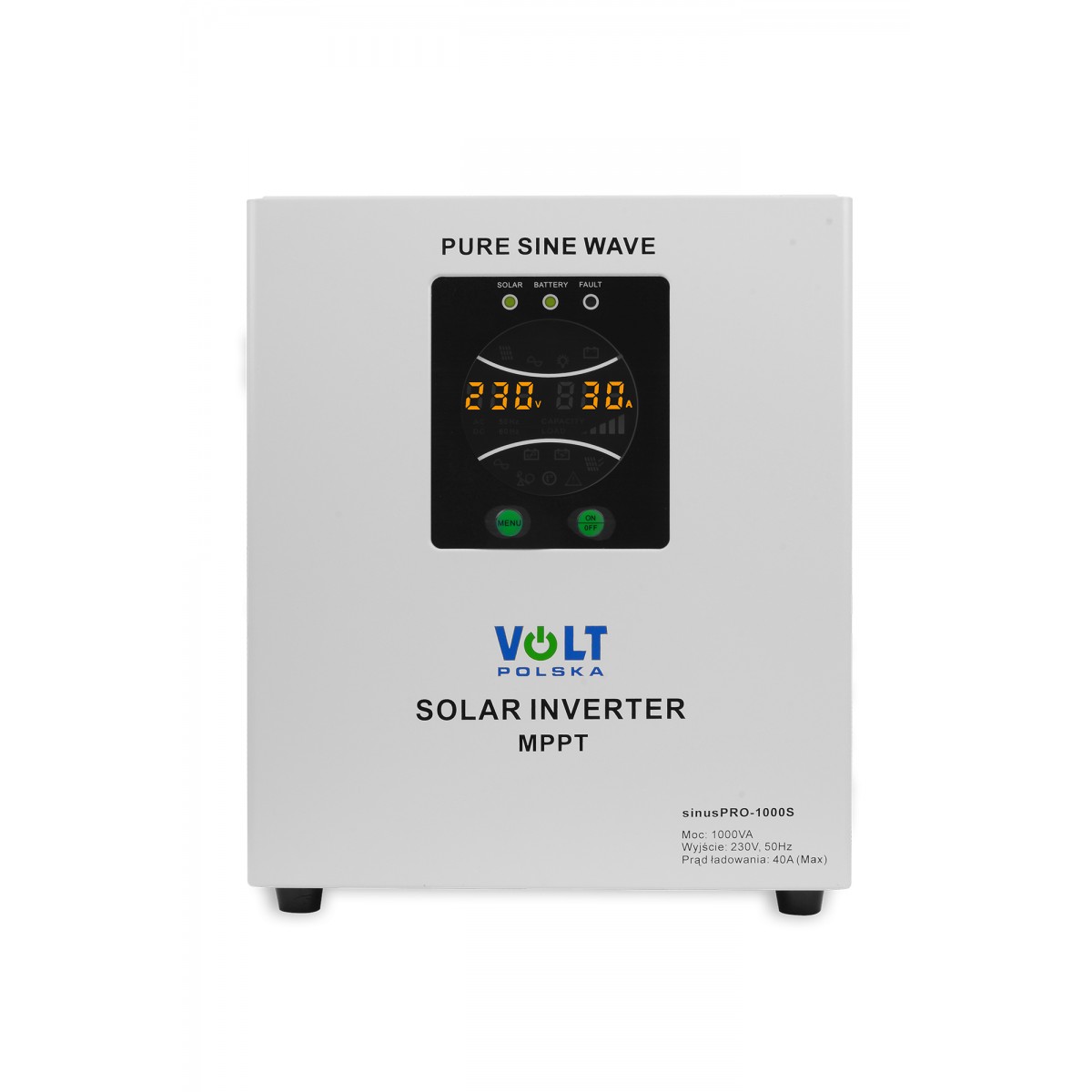 Inwerter solarny VOLT SinusPRO 1000 S z wyświetlaczem LCD, czysty sinus, 12V 1000VA