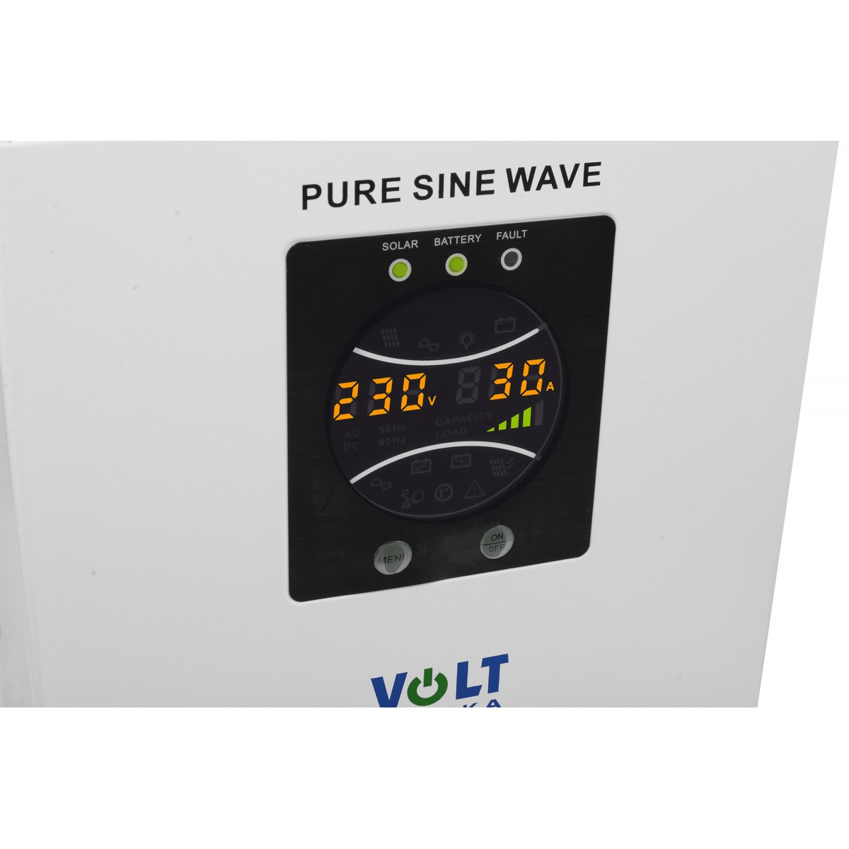 Panel LCD inwertera solarnego SinusPRO 1000 S z wyświetlaczem napięcia i prądu