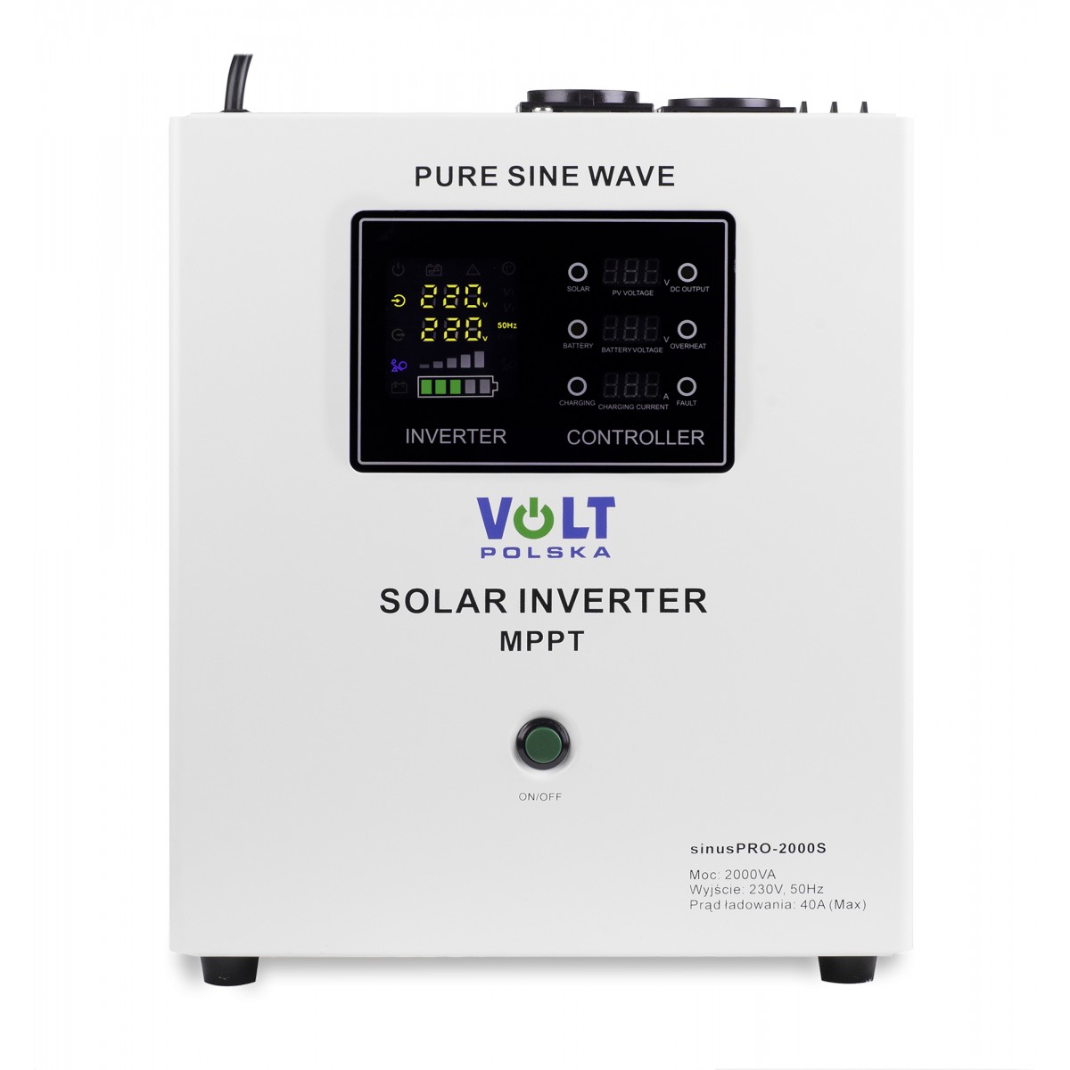Inwerter solarny VOLT SinusPRO 2000S z wyświetlaczem LCD i panelem sterowania