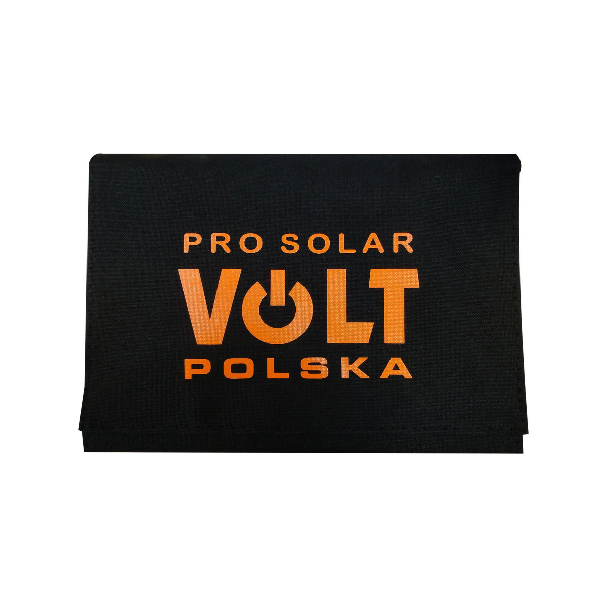 Składany czarny panel solarny Volt Polska z logo i napisem Pro Solar Volt