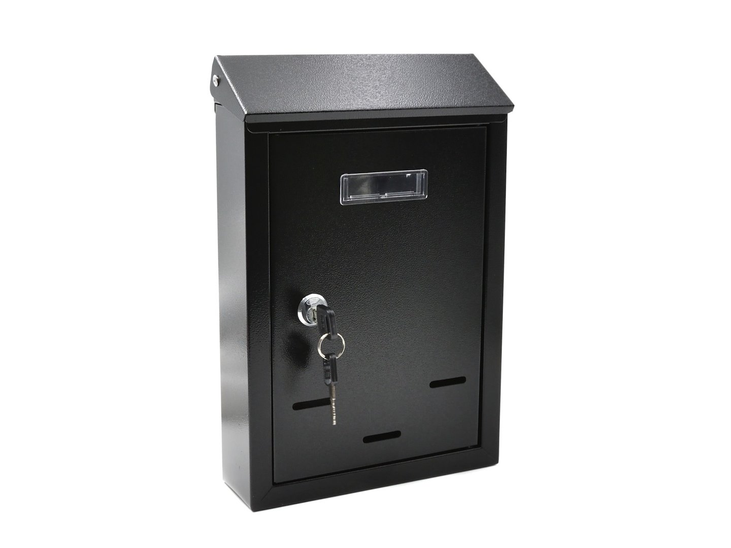 Czarna metalowa skrzynka na listy 300x207x65mm z klapką i zamkiem na kluczyk