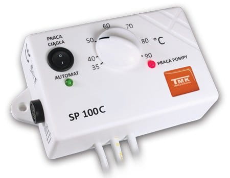 Sterownik SP 100C TMK do pompy cyrkulacyjnej ciepłej wody z pokrętłem temperatury i przełącznikiem pracy