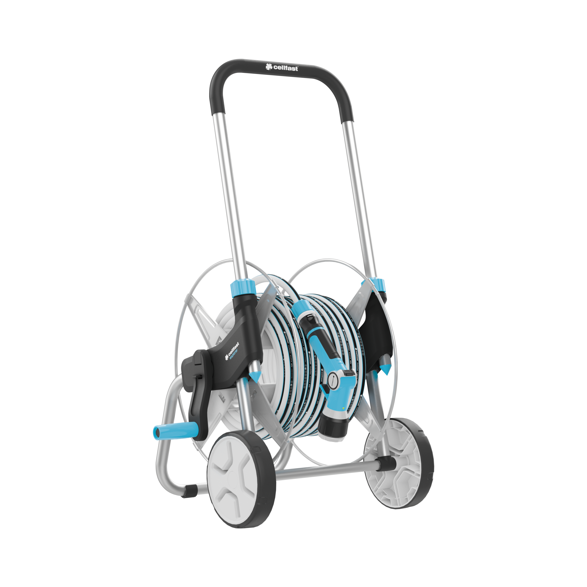 Wózek na wąż ogrodowy EXPLORER 3/4″ 20 m z uchwytem, dwoma kołami i ręcznym nawijaniem
