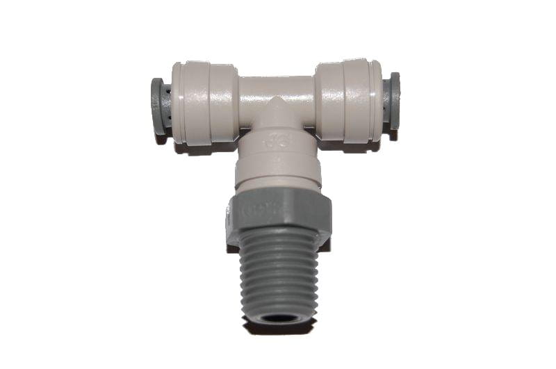 Szary trójnik 1/4 cala łącznik PE i gwint 1/4 GZ do wężyka