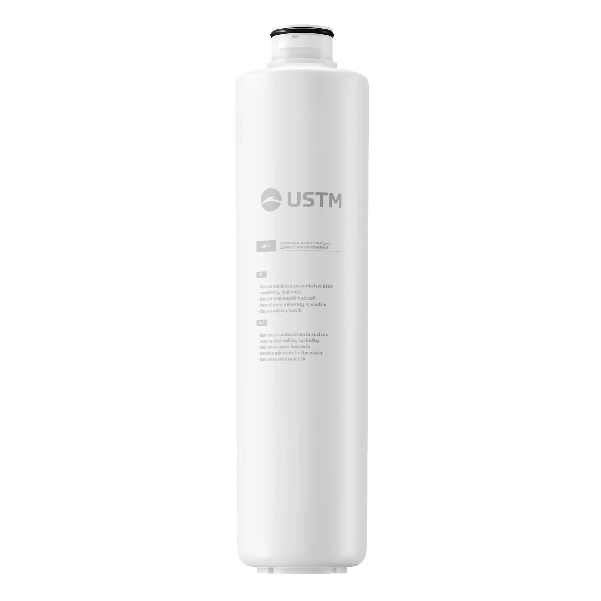 Biały cylindryczny ultrafiltrujący wkład membranowy UFM ULTRA do filtracji wody USTM