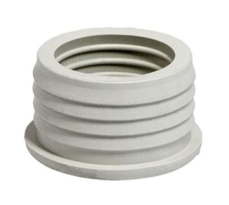 Biała gumowa uszczelka redukcyjna z gwintem 50 mm na zewnątrz i 32 mm wewnątrz