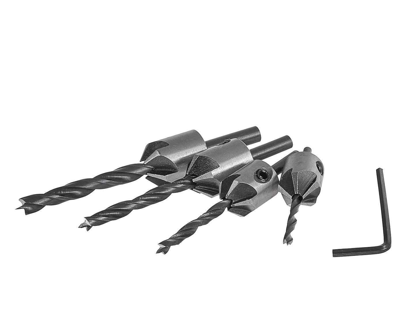 Zestaw 5 wierteł do drewna 3-6 mm z pogłębiaczem marki Geko, stal HHS