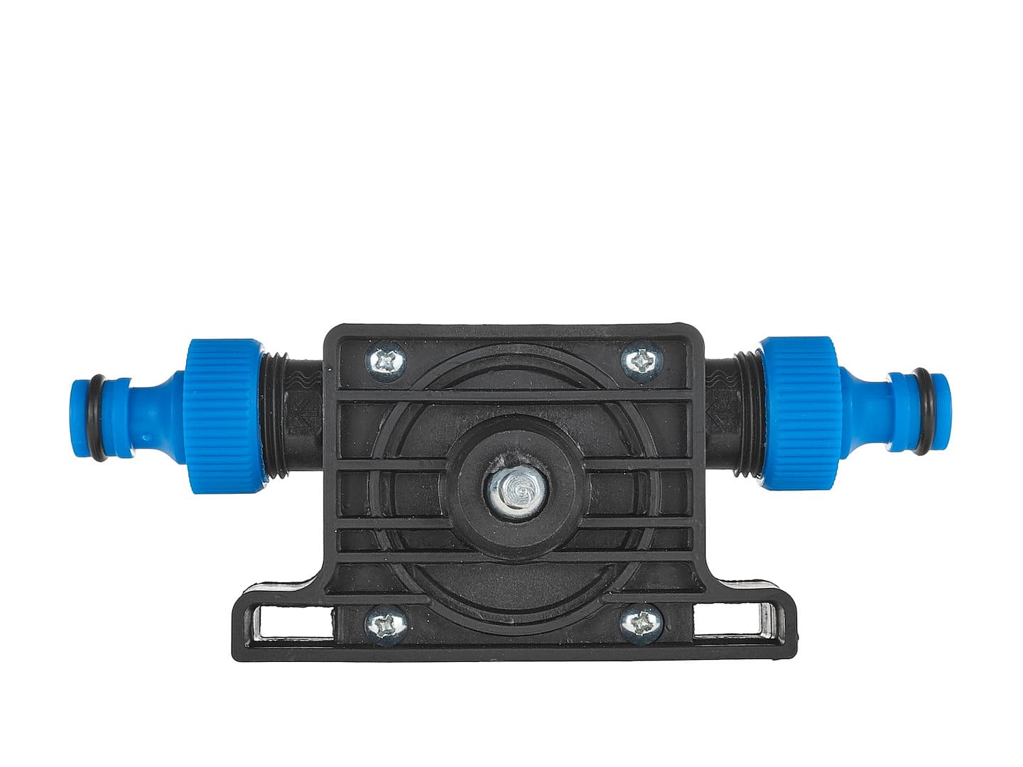 Pompka na wiertarkę do spuszczania paliwa z szybkozłączkami i niebieskimi nakrętkami