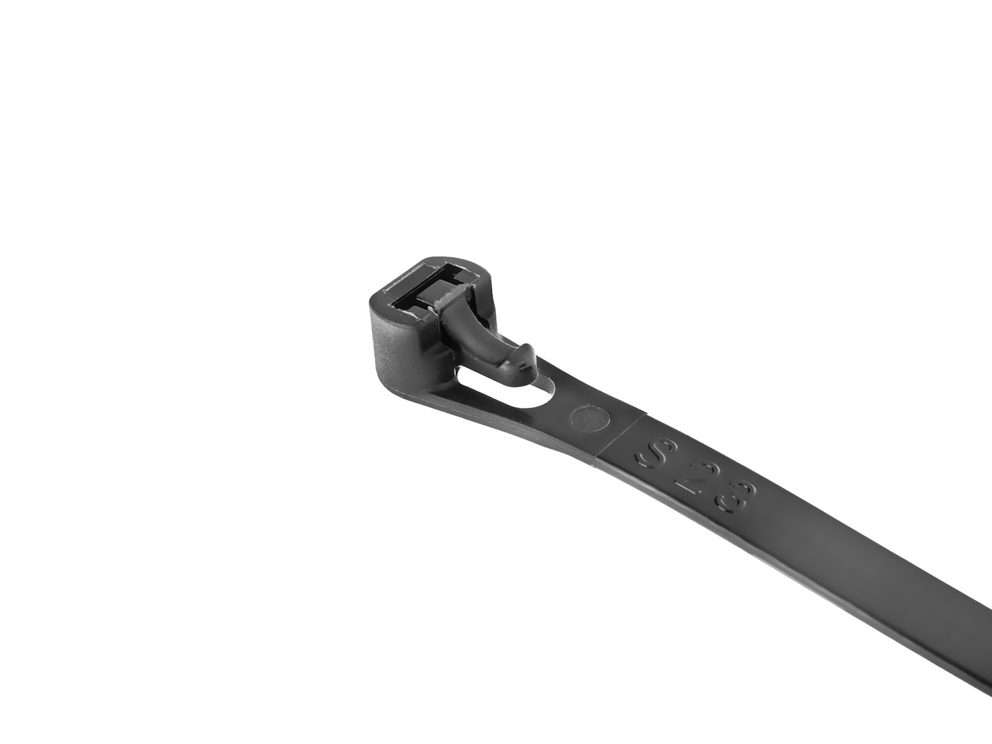 Czarna opaska zaciskowa z mechanizmem zwalniającym