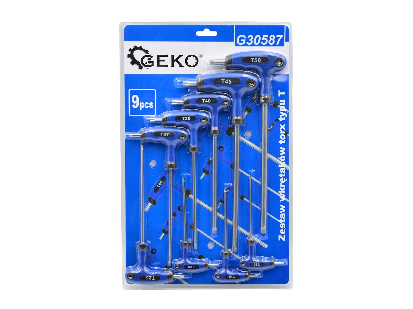 Zestaw wkrętaków torx GEKO na niebieskim blistrze